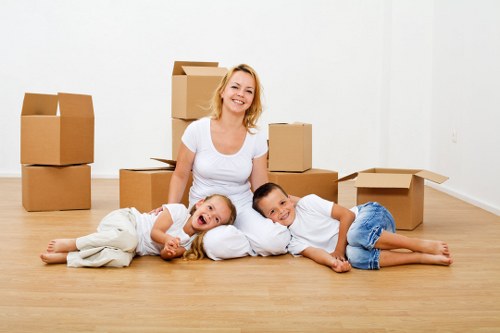 Professional movers preparing for a Westminster home relocation